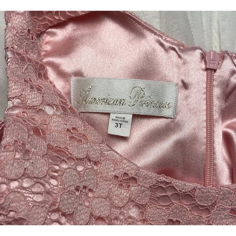 Size 3T Baby Girl Pink White Tulle Dress Jewel Belt Rose Party American Princess - Picture 5 of 16